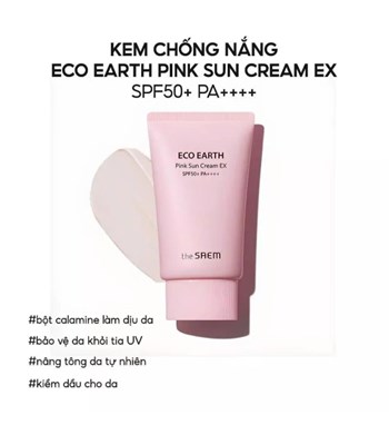 Kem chống nắng The Saem Eco Earth Pink Sun 50gr