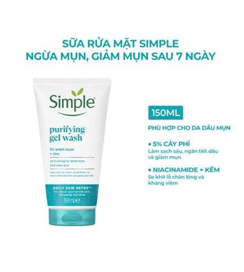 Gel Rửa Mặt Simple Purifying Gel Wash 150ml 