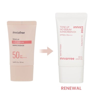 Kem chống nắng Innisfree Tone-Up No-Sebum Sunscreen EX SPF50+/PA++++ 60ml 