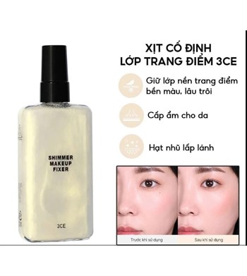 Xịt khóa 3CE Shimmer Make-Up Fixer 95ml
