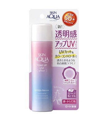Xịt chống nắng Rohto Skin Aqua Tone-Up UV Spray SPF50+/PA++++ 70gr #Lavender 