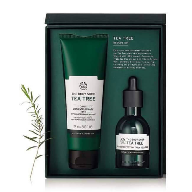 bo duong da giam mun the body shop tea tree rescue kit hinh anh 1