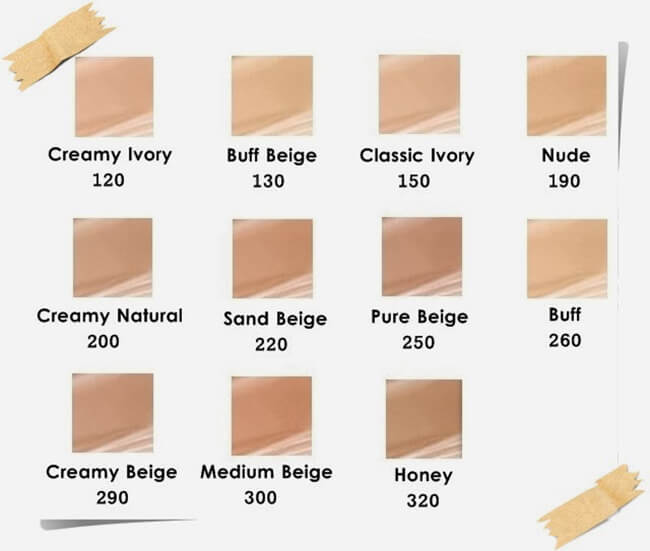 Bảng màu của kem nền Maybelline Instant Age Rewind Eraser