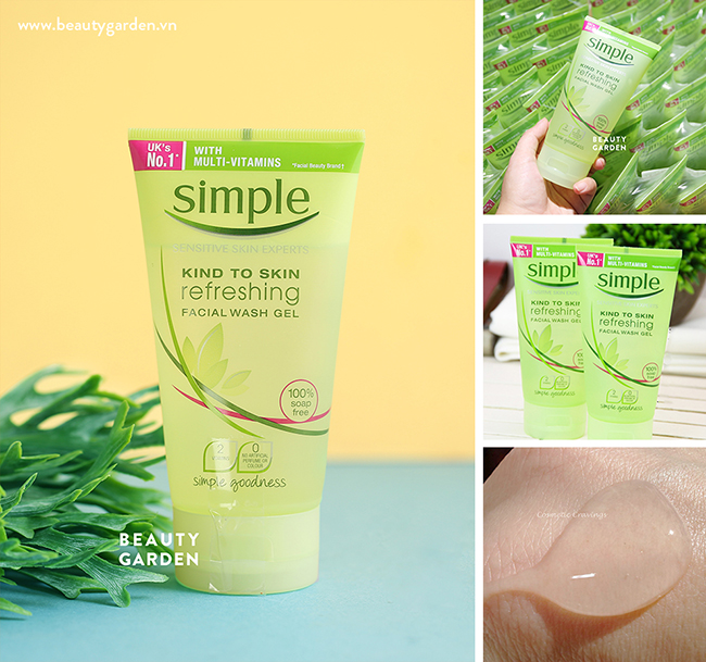 Tham khảo review sữa rửa mặt Simple Kind To Skin Refreshing Facial Wash Gel