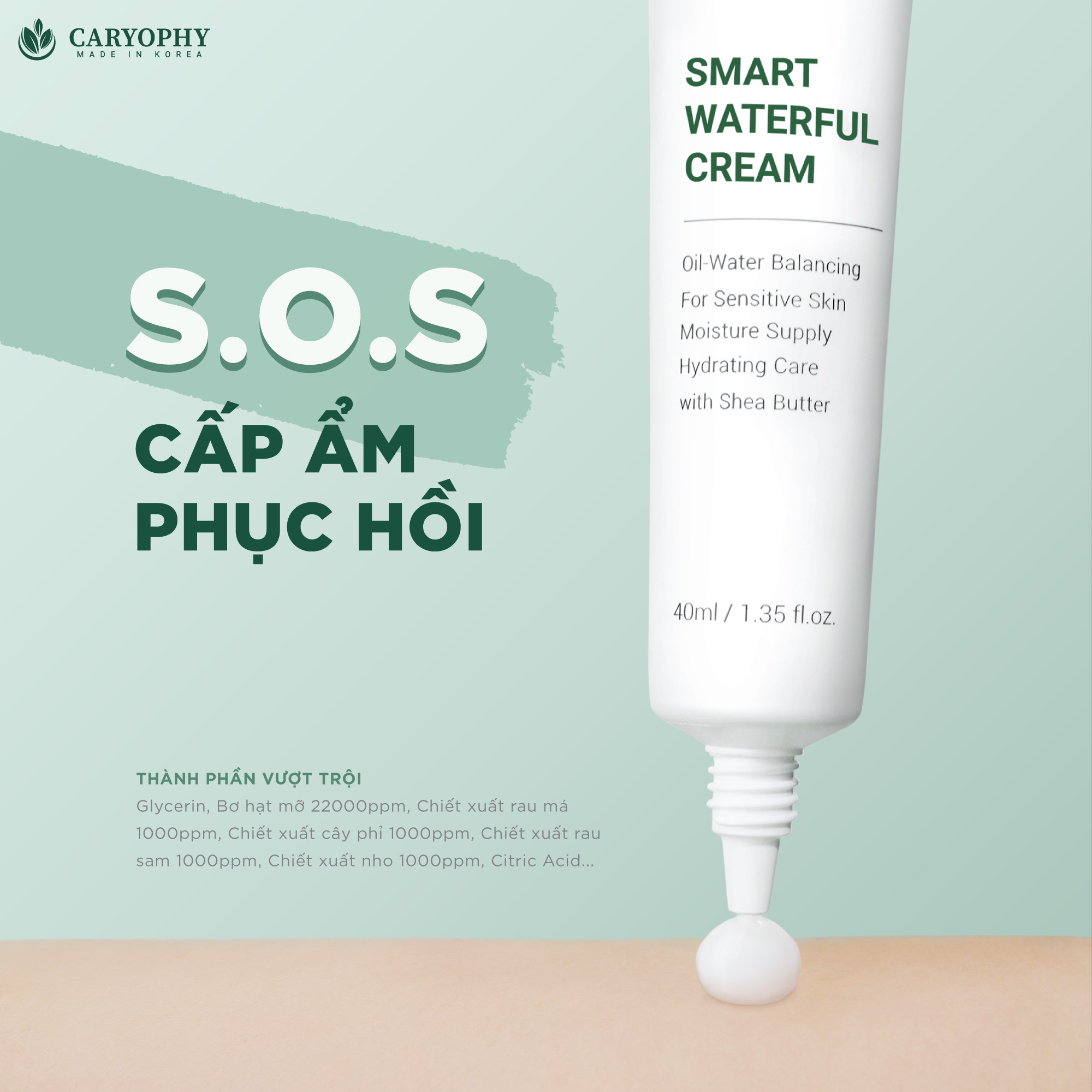 kem duong phuc hoi da caryophy smart waterful cream 40ml hinh anh 2
